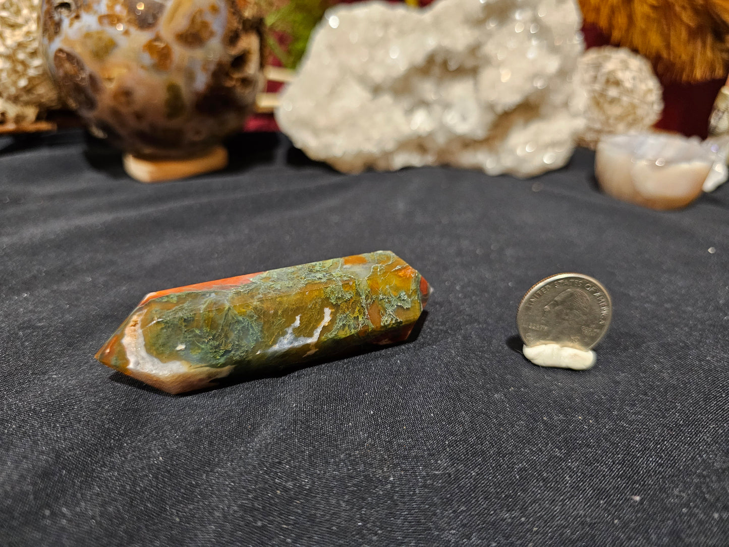 Carnelian/Moss Agate Double Terminated Point