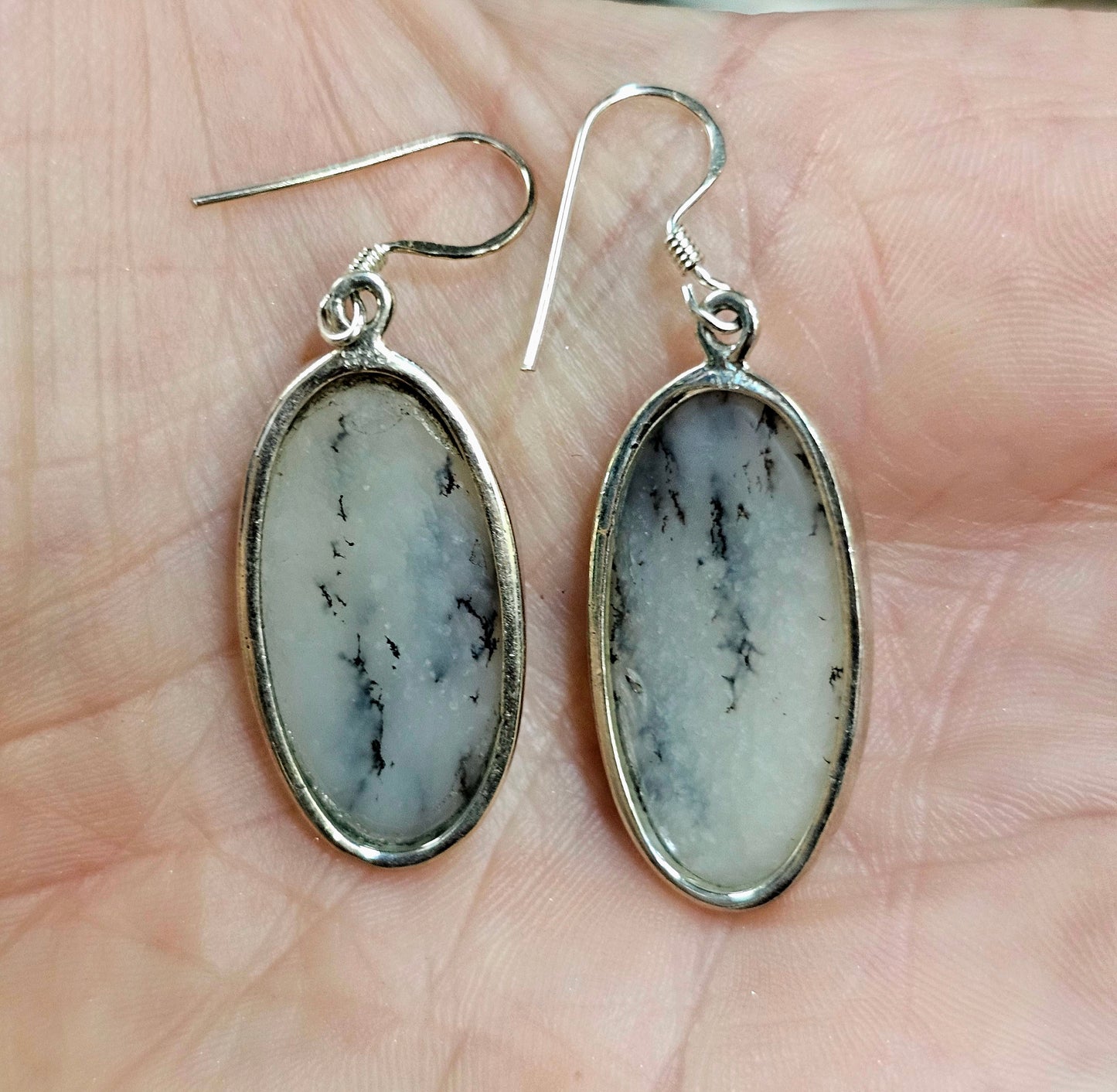 Merlinite (Dendritic Opal) Earrings set in .925 Silver