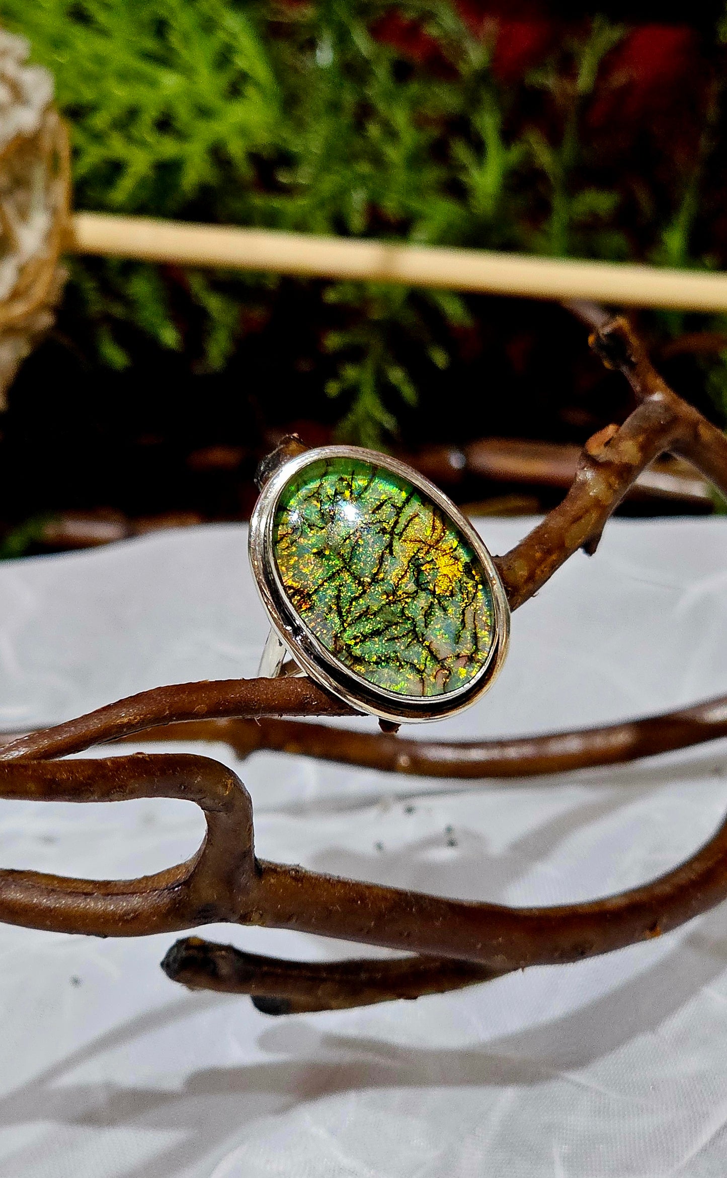 Silver Opal Ring Size 10