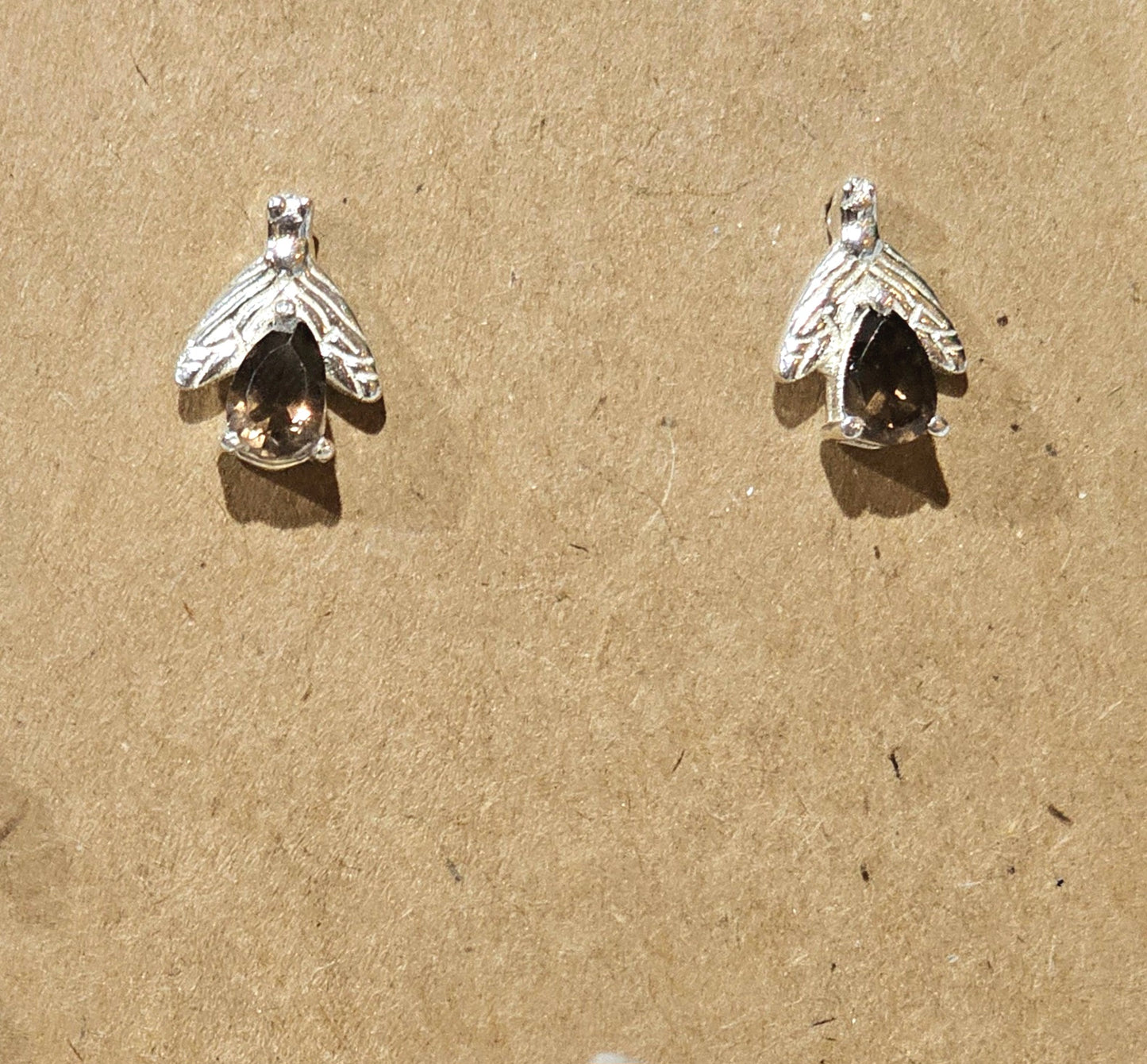 .925 Sterling Silver Faceted Smoky Quartz Earrings