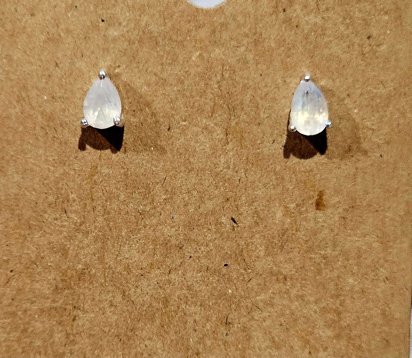 .925 Sterling Silver Faceted Moon Stone Earrings