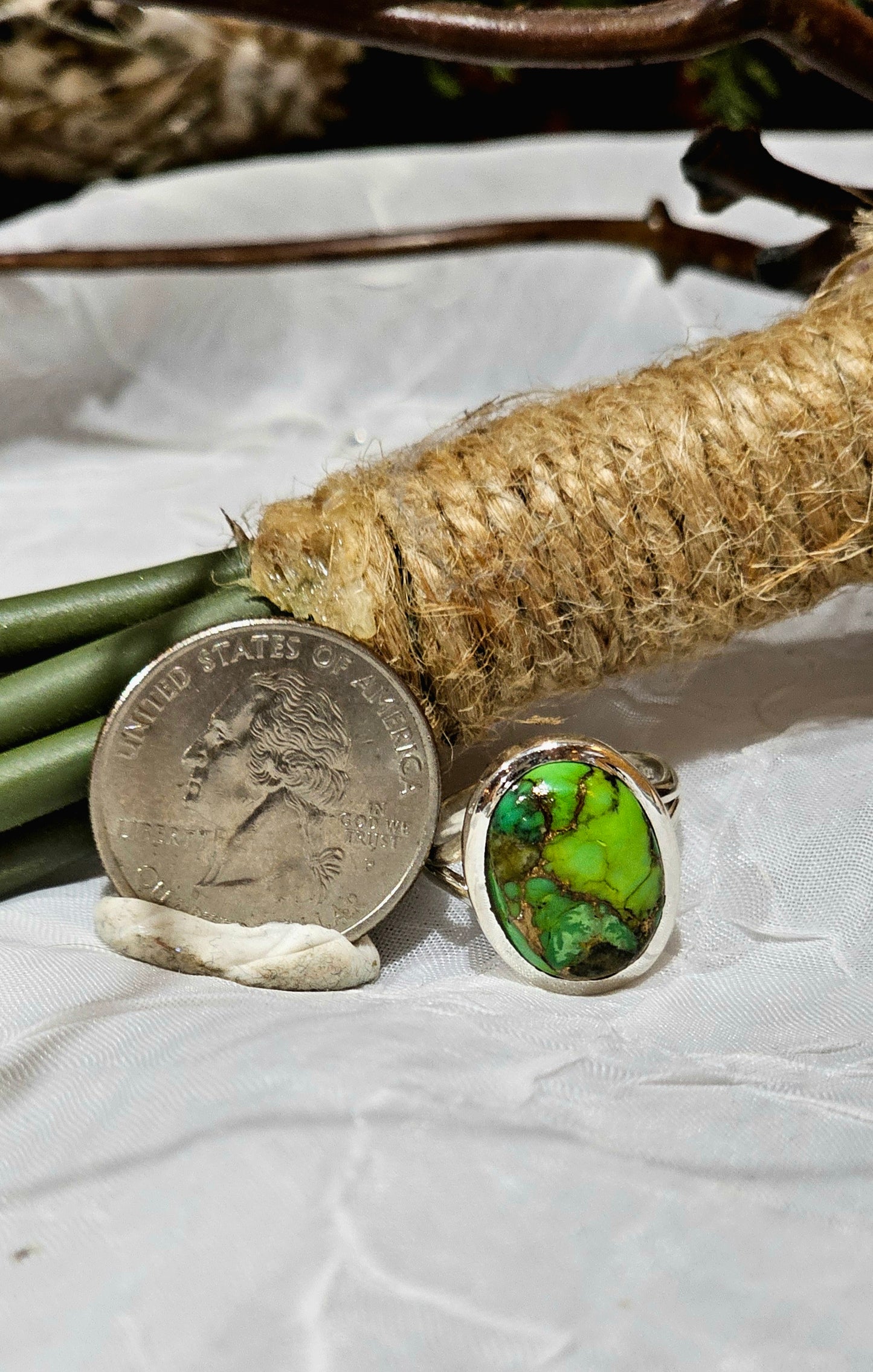 Green Mohave Turquoise in Sterling Silver