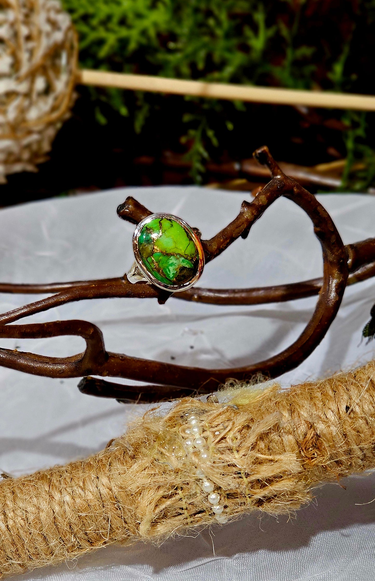Green Mohave Turquoise in Sterling Silver