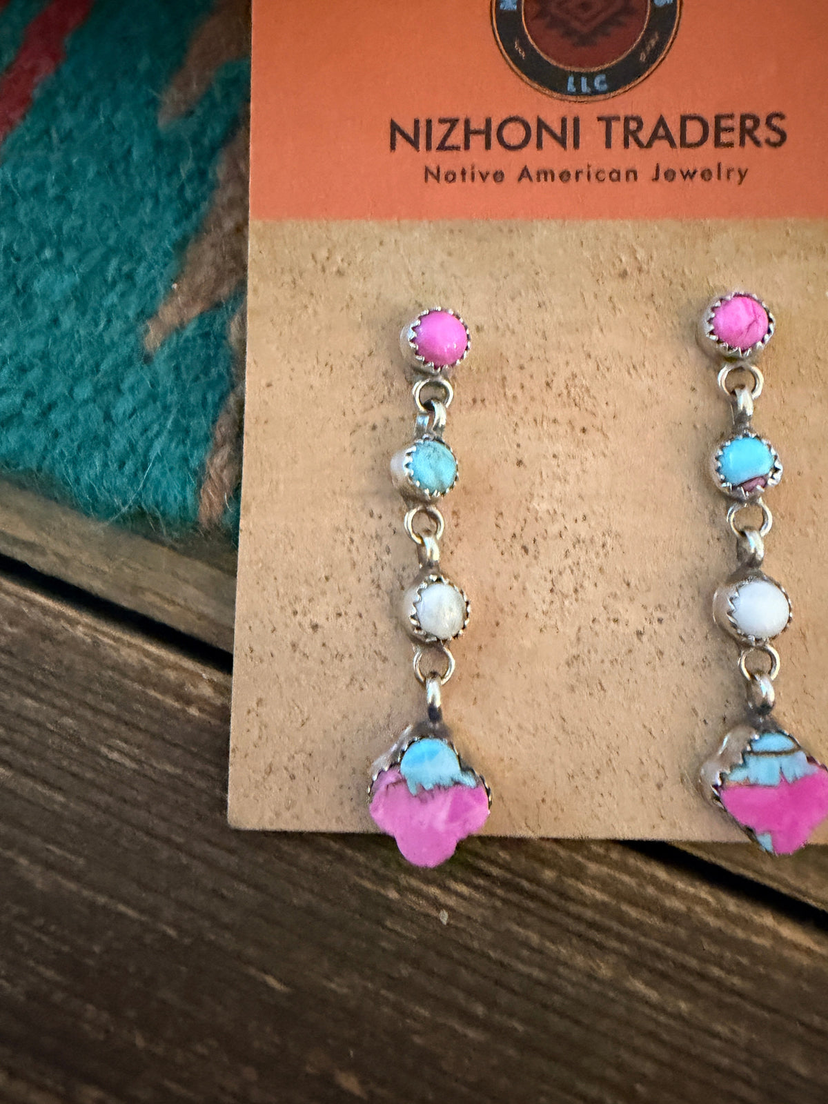 Handcrafted Cotton Candy & Sterling Silver Dangle Earrings