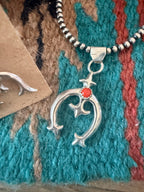 Handcrafted Coral & Sterling Silver Naja Earring and Pendant Set