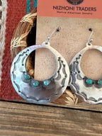 Handmade Sterling Silver & Turquoise Concho Dangle Earrings by Kimari Somers
