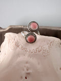 Navajo Made By Esther White Red Spiny Adjustable Band Ring