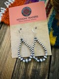 Handcrafted Freshwater Pearl & Sterling Silver Pearl Beaded Dangle Hoop Earrings
