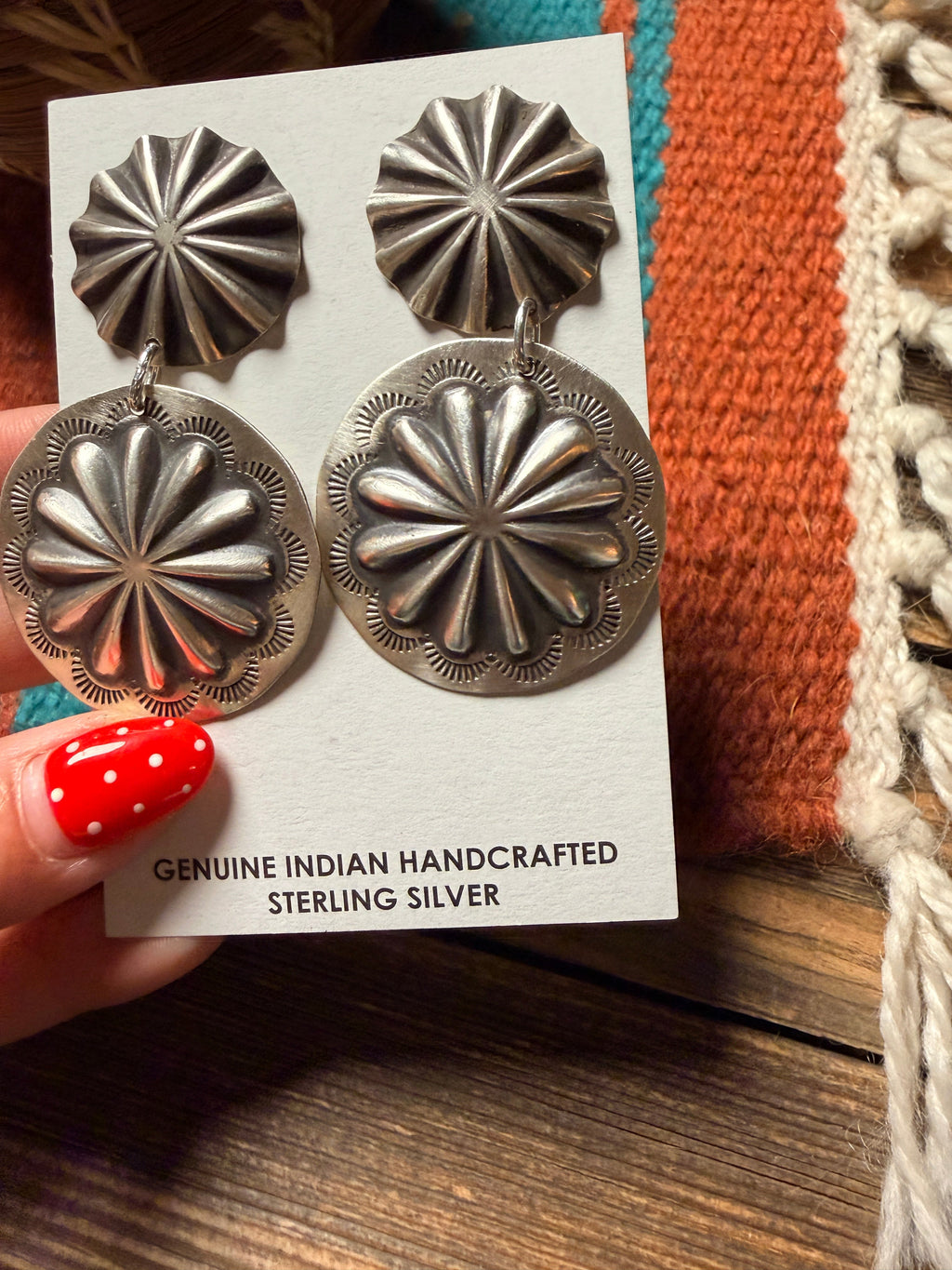 Handcrafted Sterling Silver Concho Dangle Earrings