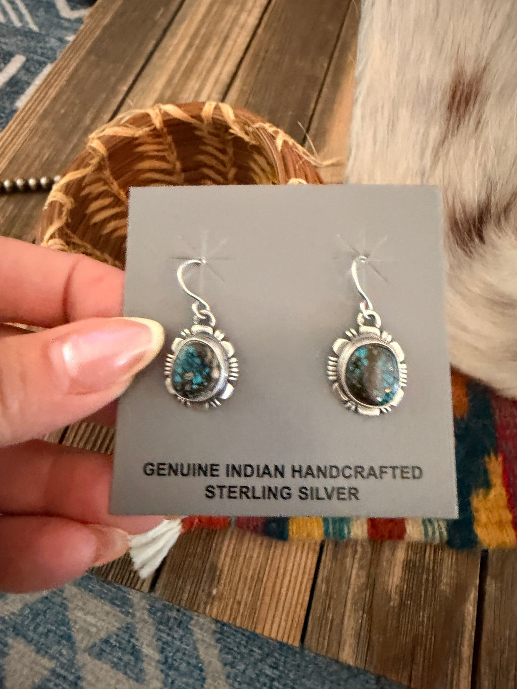Handcrafted Bisbee Turquoise & Sterling Silver Necklace and Earring Set