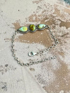 Handmade Sterling Silver Palomino Turquoise Chain Bracelet "Signed Nizhoni"