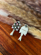Handmade Sterling Silver Cotton Candy Post Studs Squash Blossom Earrings Signed Nizhoni
