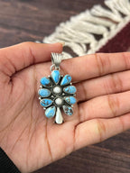 Handmade Sterling Silver Golden Hills and White Collection Blossom Pendant "Signed Nizhoni"