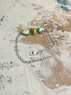 Handmade Sterling Silver Palomino Turquoise Chain Bracelet "Signed Nizhoni"