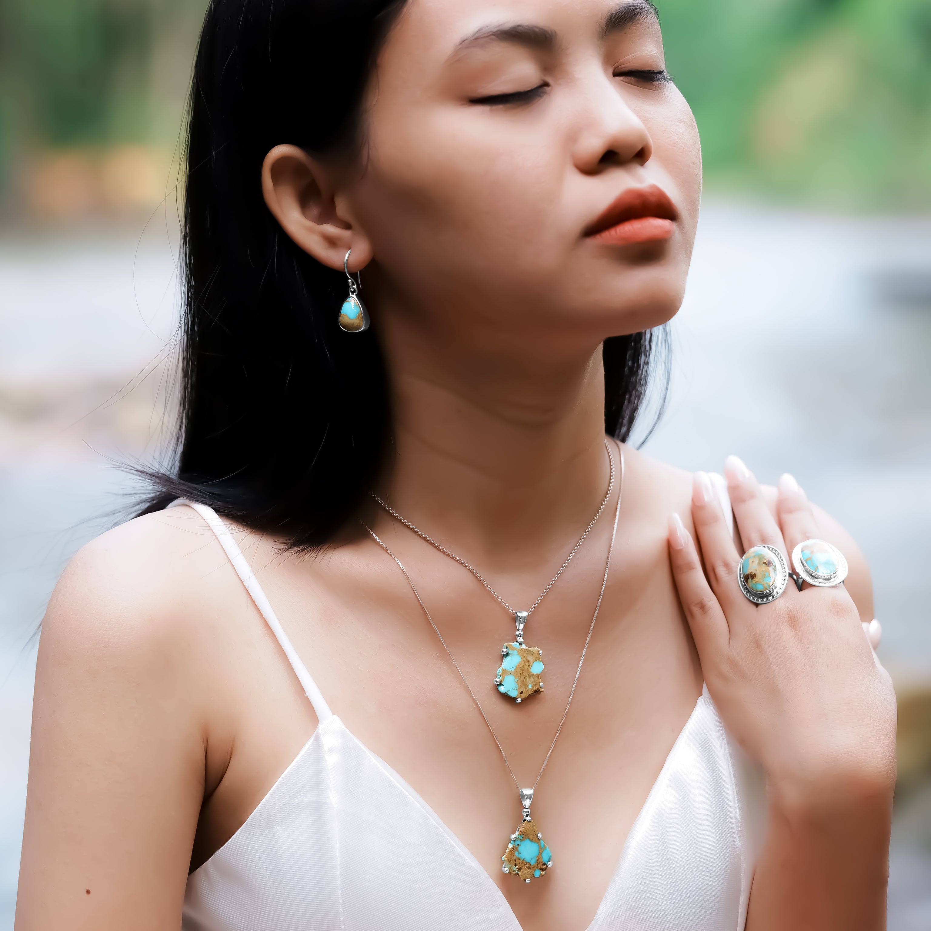 Starborn Patagonia Turquoise Prong Set Pendant in Sterling Silver