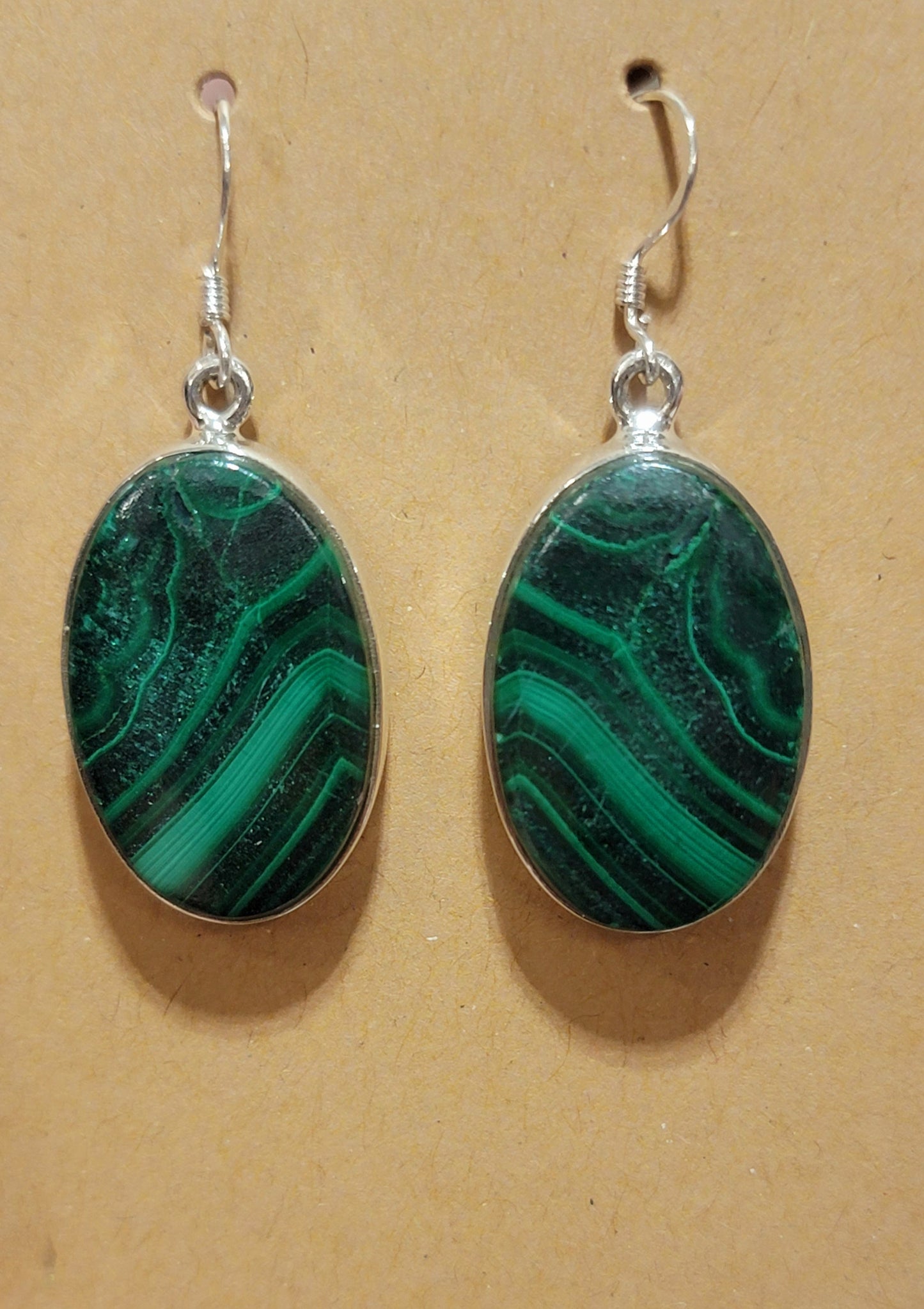 Malachite .925 full sterling silver earrings