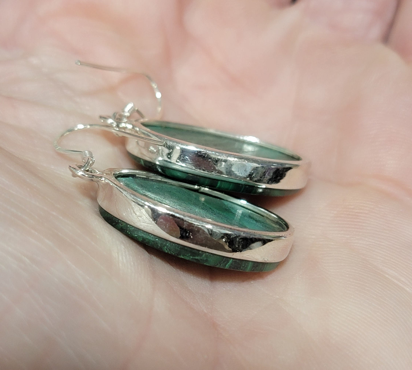 Malachite .925 full sterling silver earrings