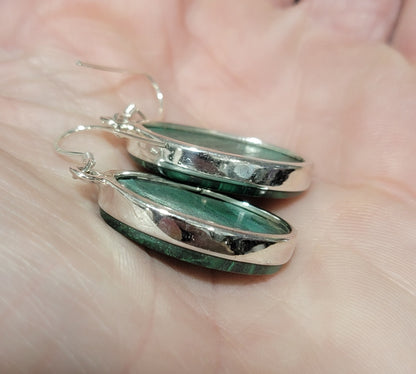 Malachite .925 full sterling silver earrings