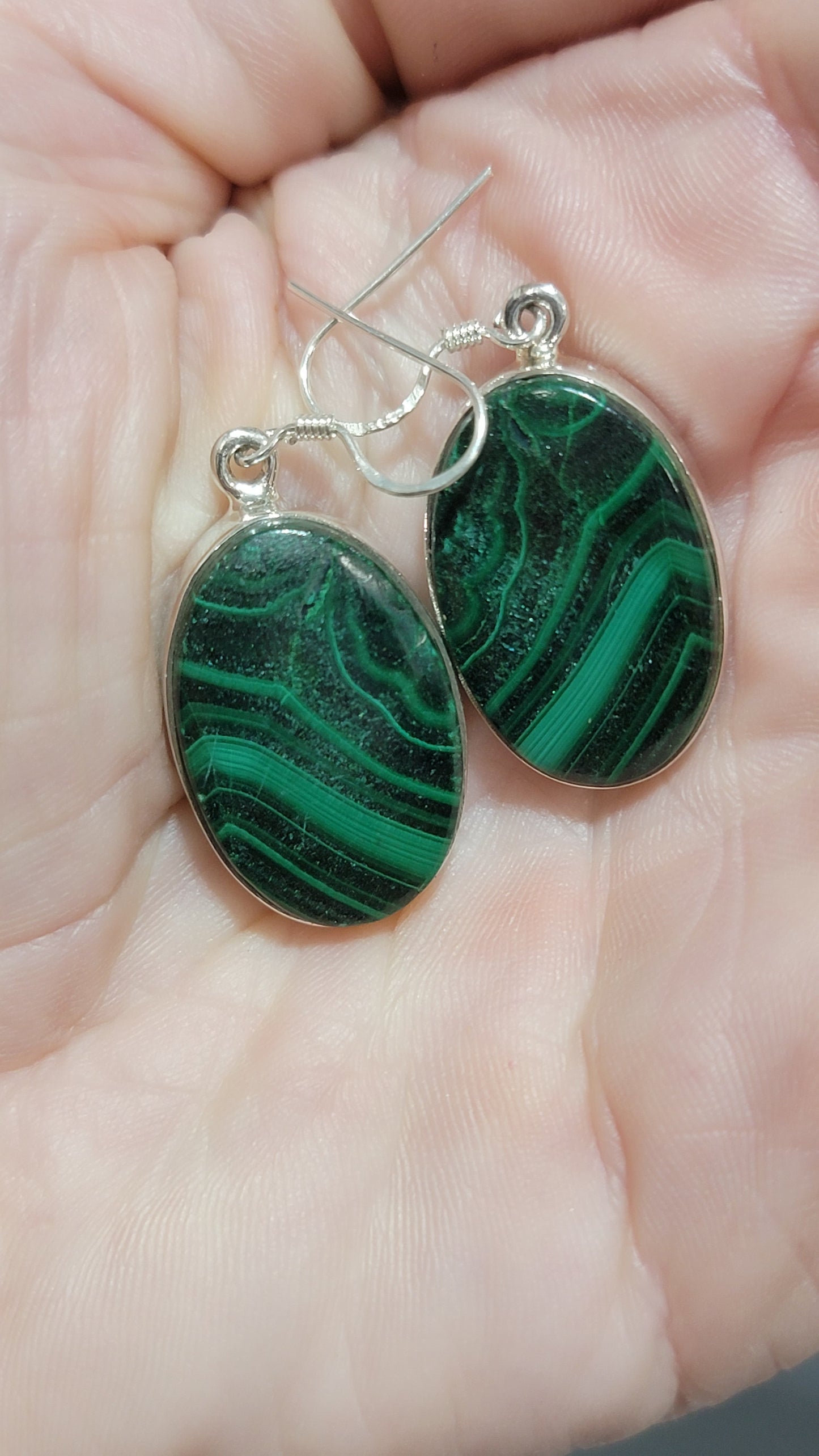 Malachite .925 full sterling silver earrings