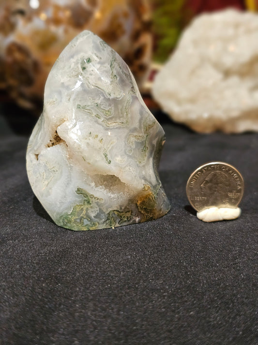 Moss Agate Flame With Beautiful Druzy
