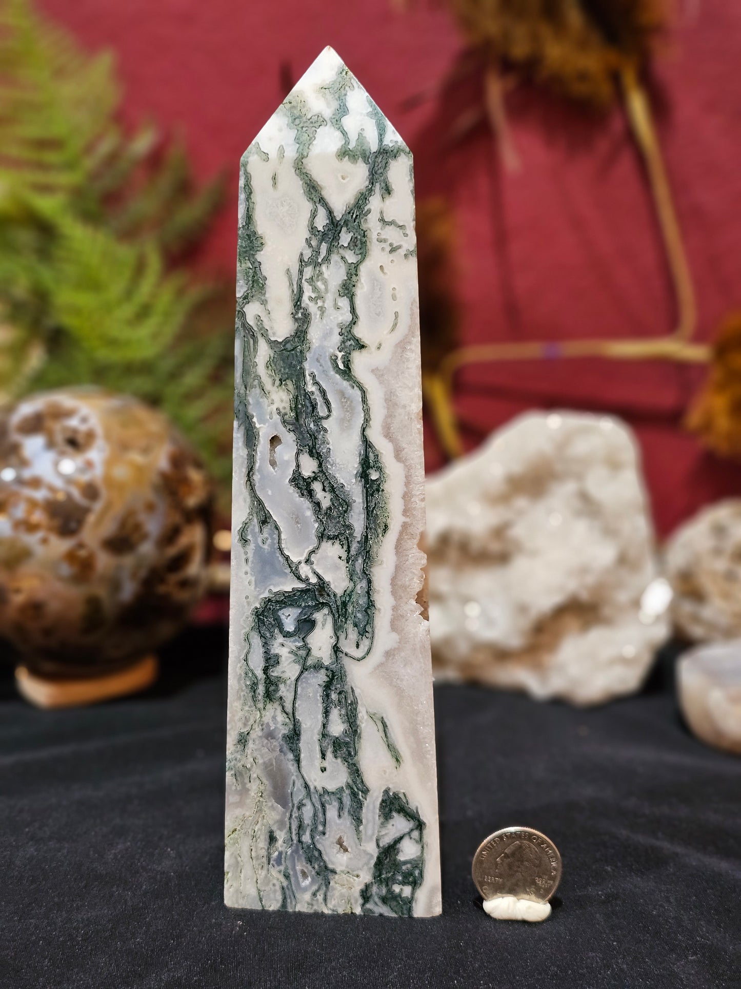 Big, Beautiful, Druzy Moss Agate Tower
