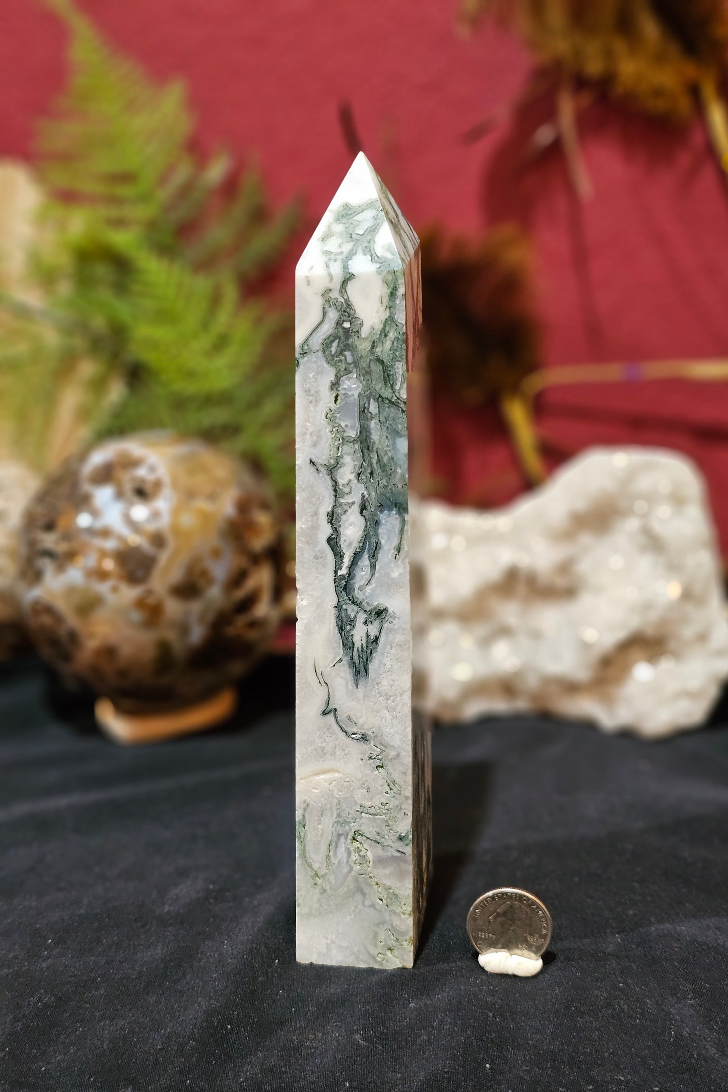 Big, Beautiful, Druzy Moss Agate Tower