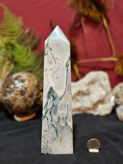 Big, Beautiful, Druzy Moss Agate Tower