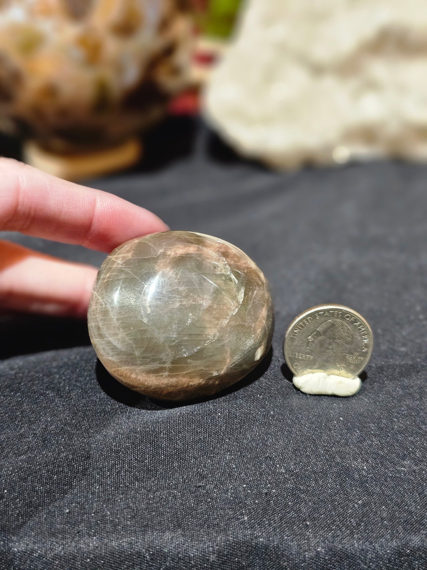 Black Moonstone Palm Stone
