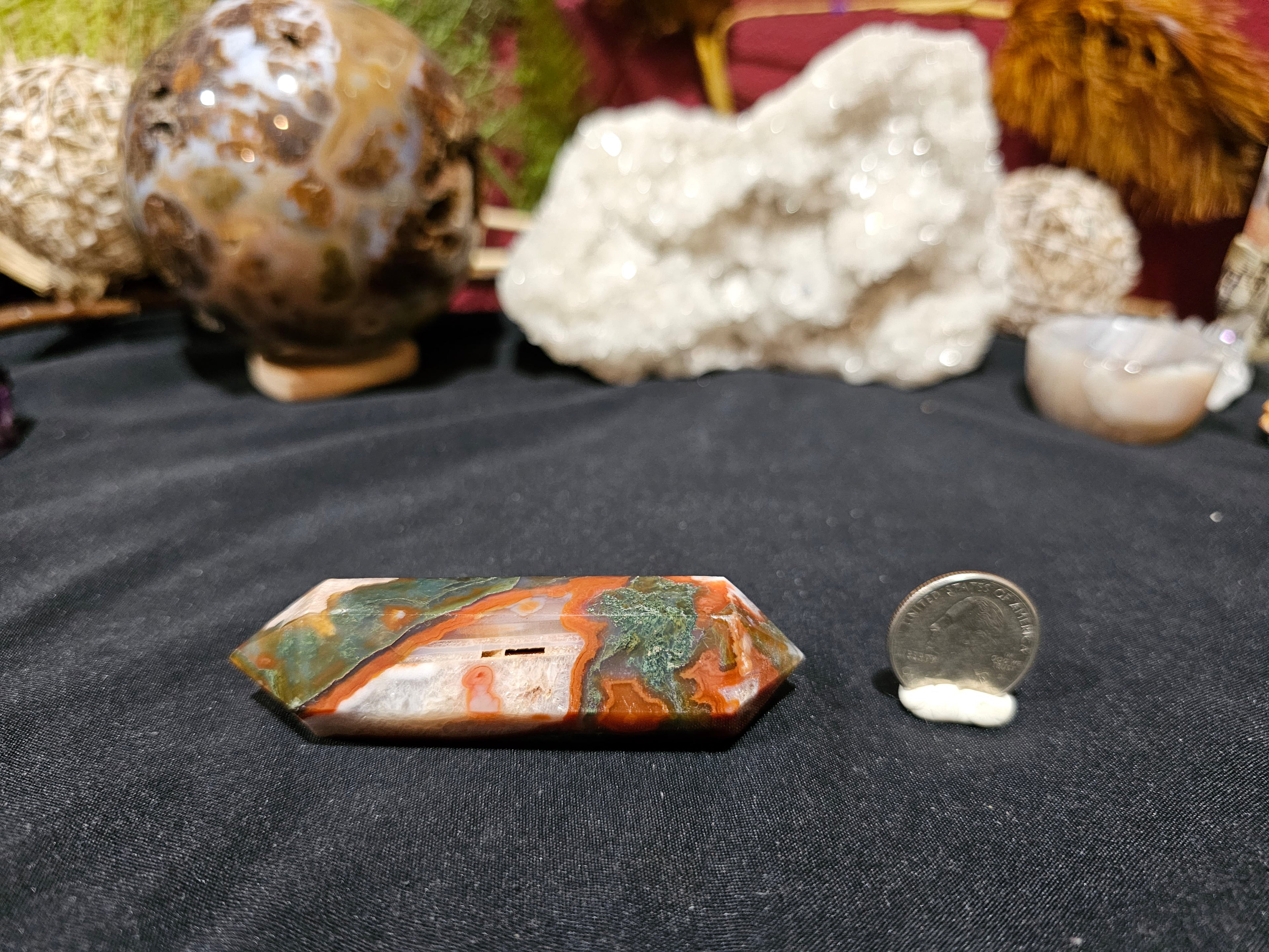 Carnelian/Moss Agate Double Terminated Point