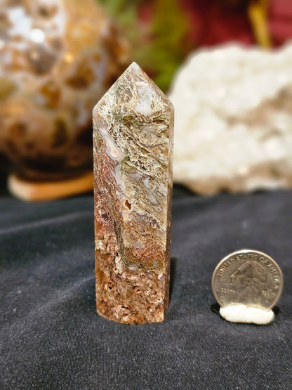 Druzy, Colorful, Red Moss Agate Point