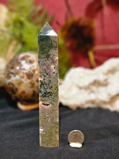 Killer, Banded, Druzy Moss Agate Tower