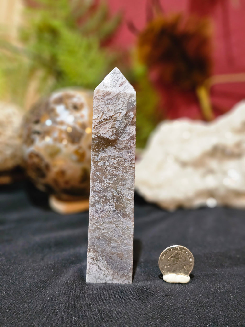 Colorful, Druzy purple moss tower