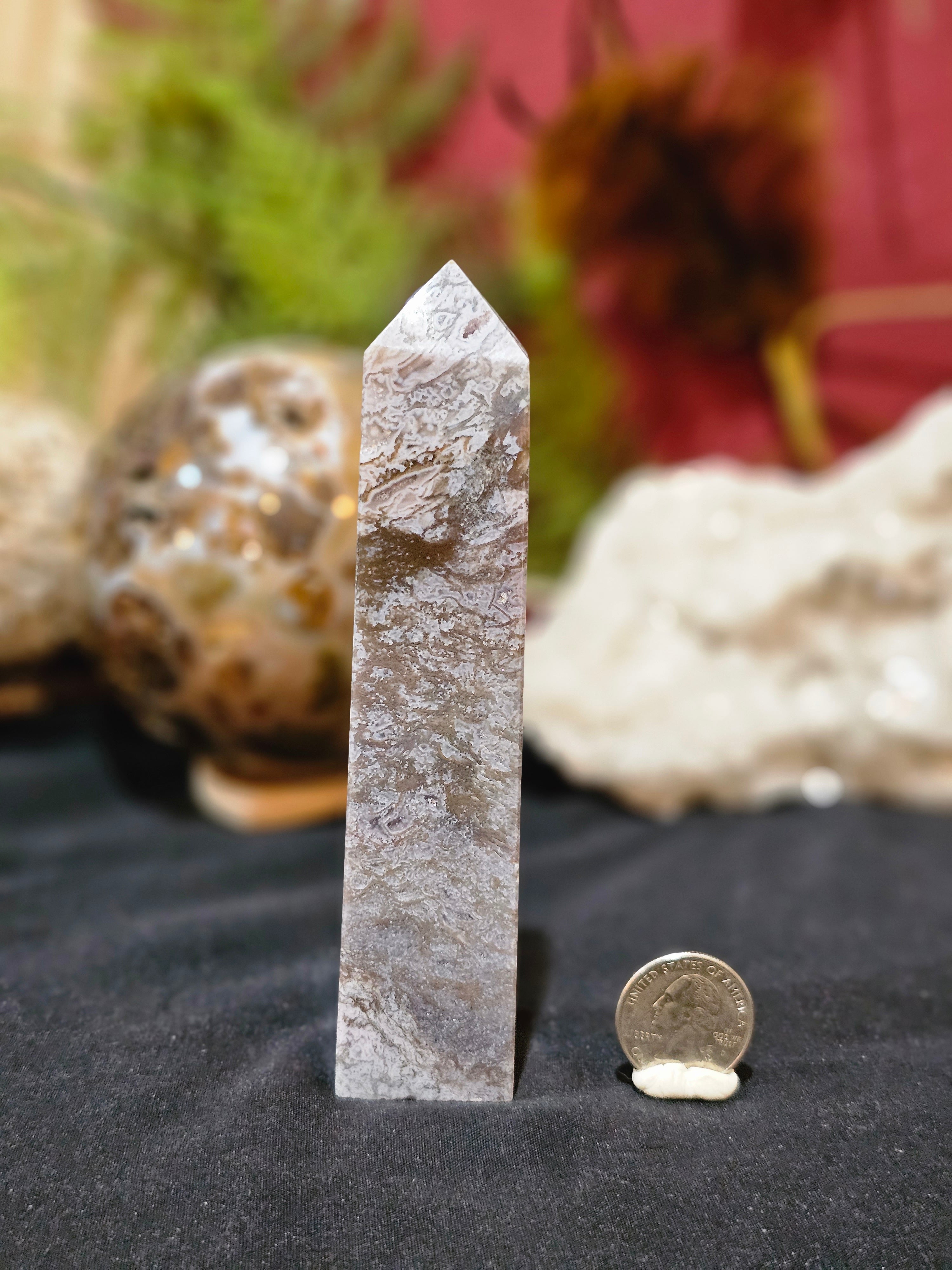 Colorful, Druzy purple moss tower