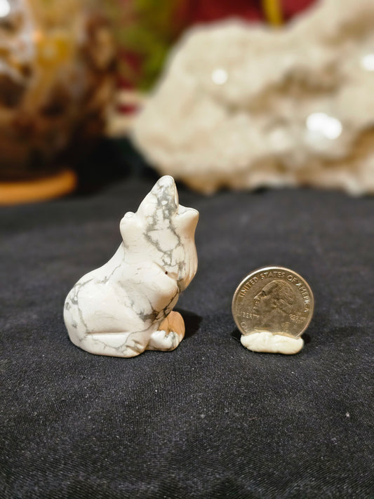 Howlite Wolf Carving