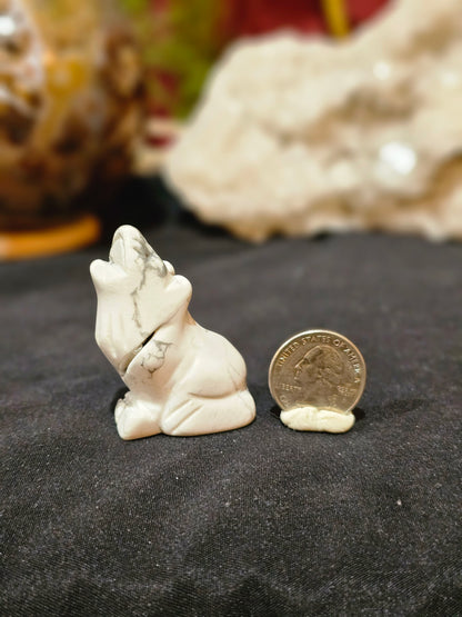 Howlite Wolf Carving