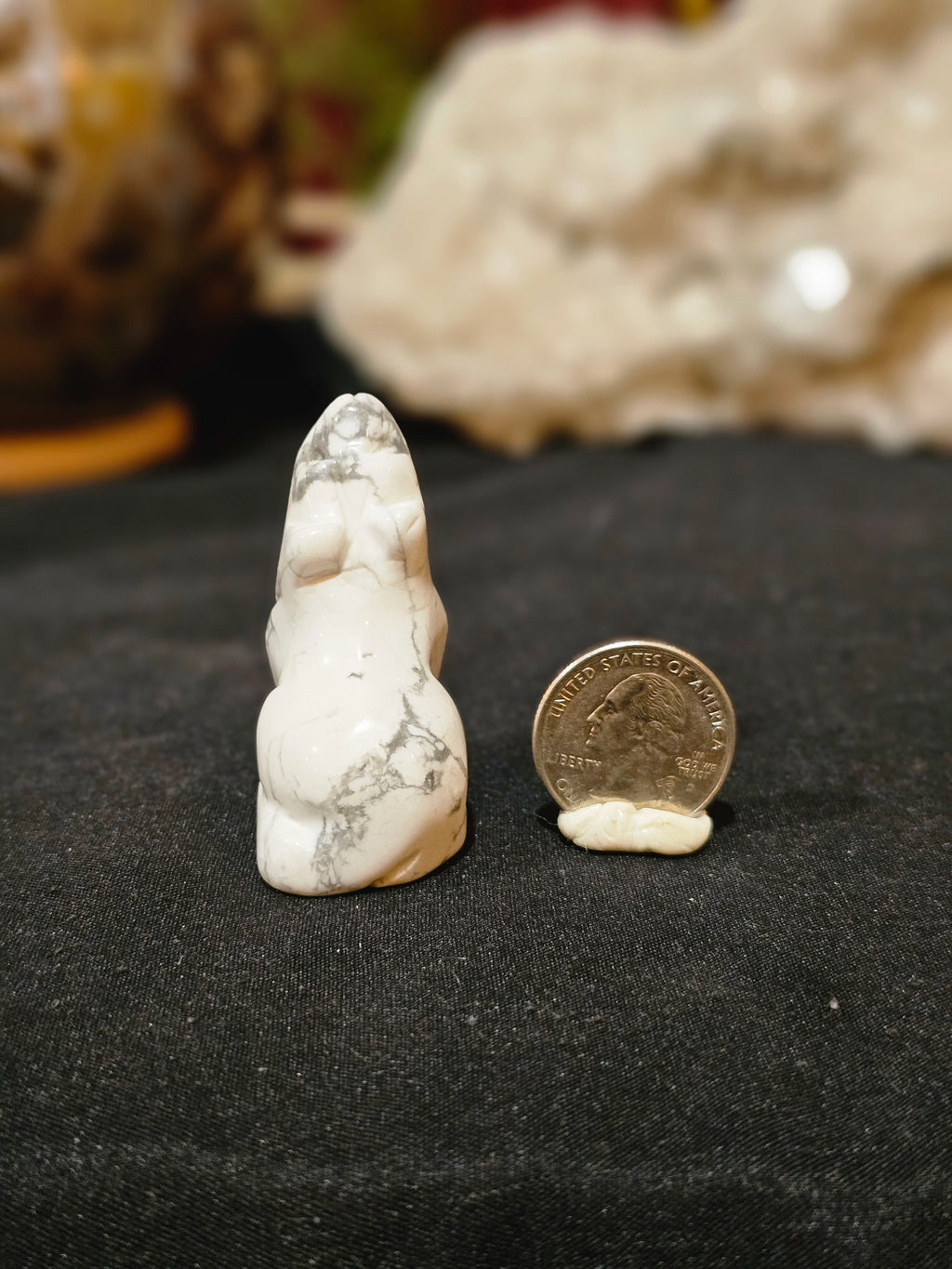 Howlite Wolf Carving