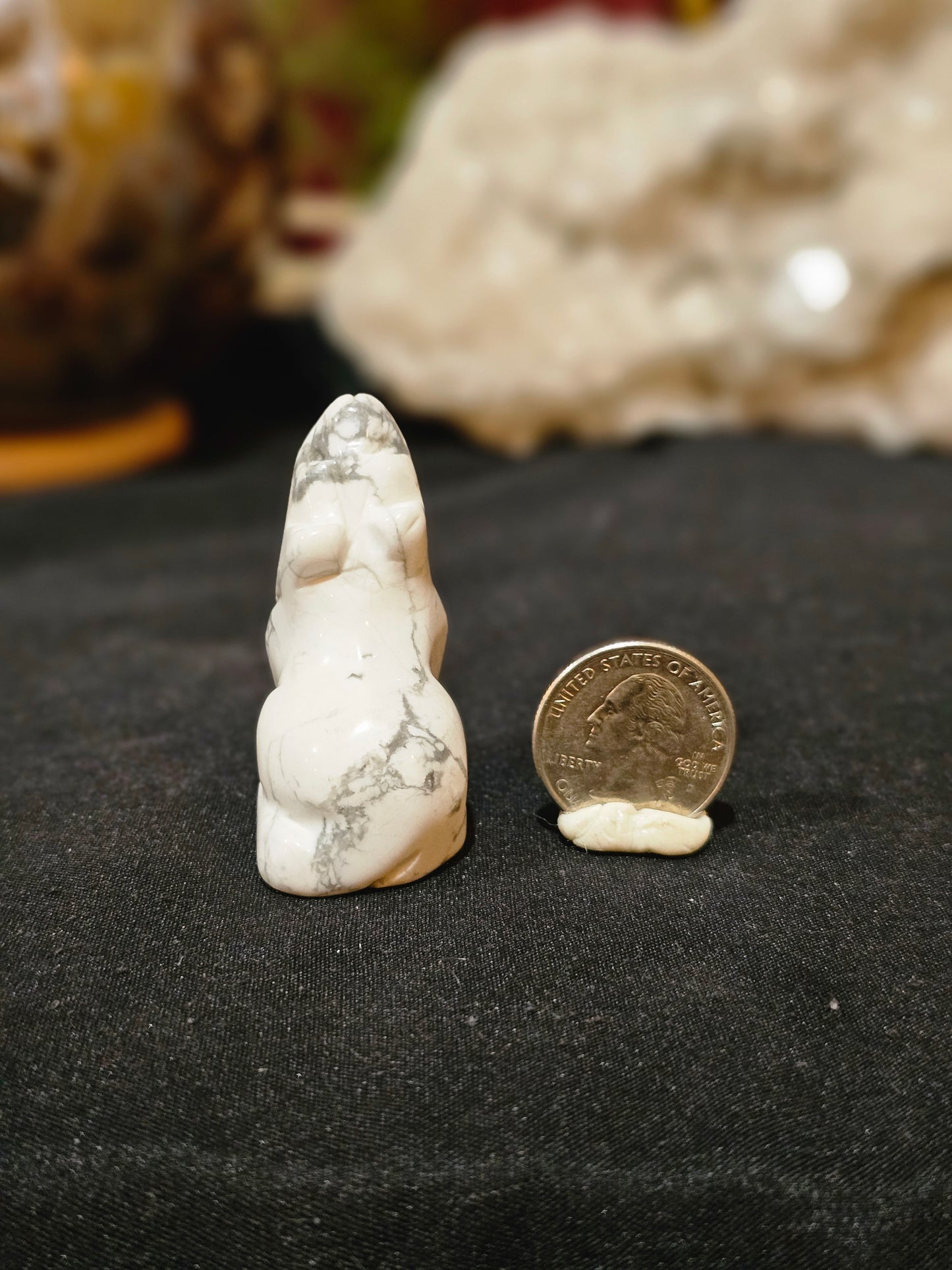 Howlite Wolf Carving