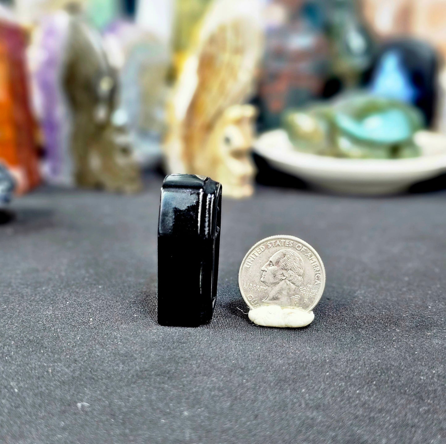 Black Obsidian Coffin with Cross