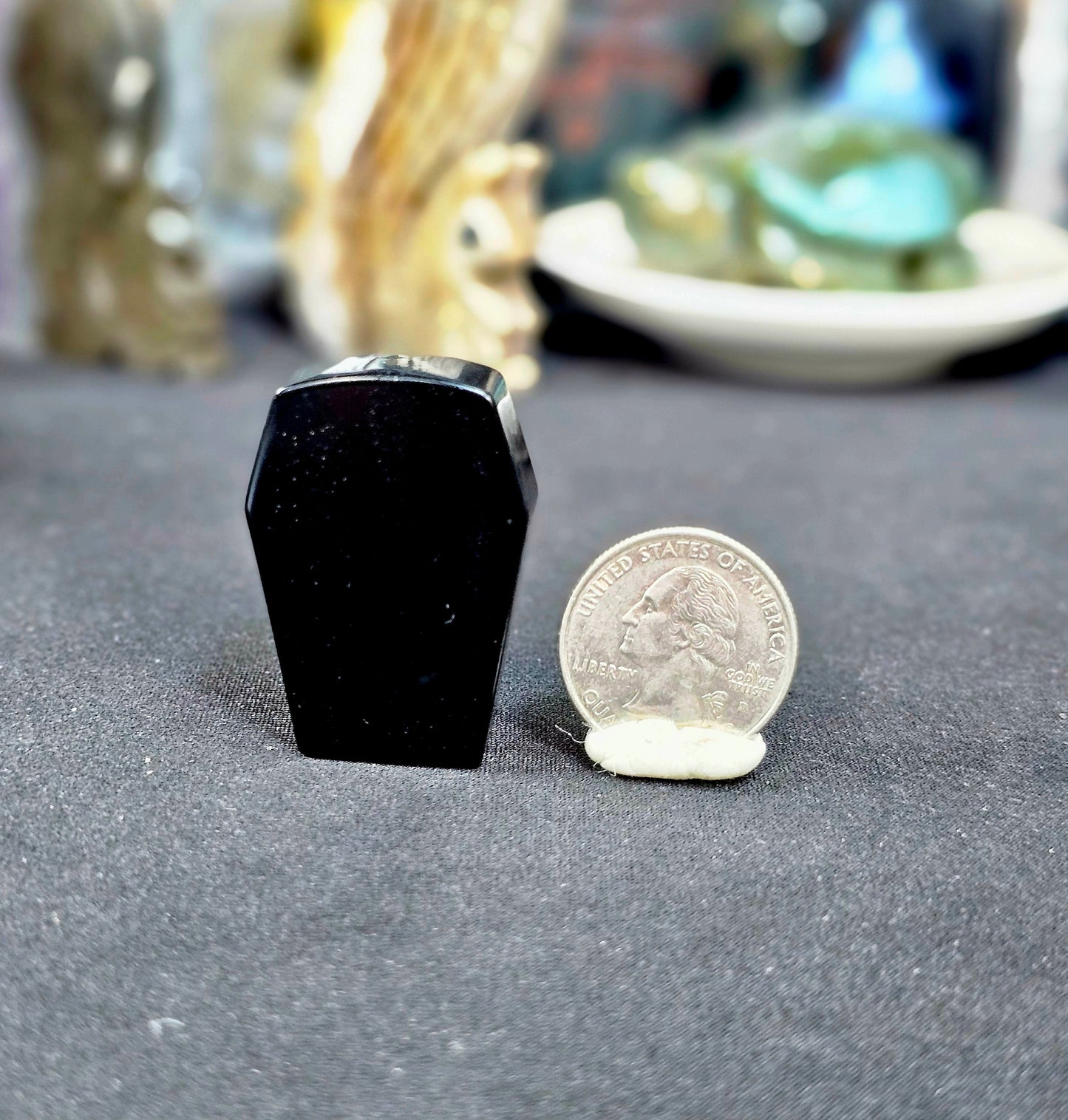 Black Obsidian Coffin with Cross