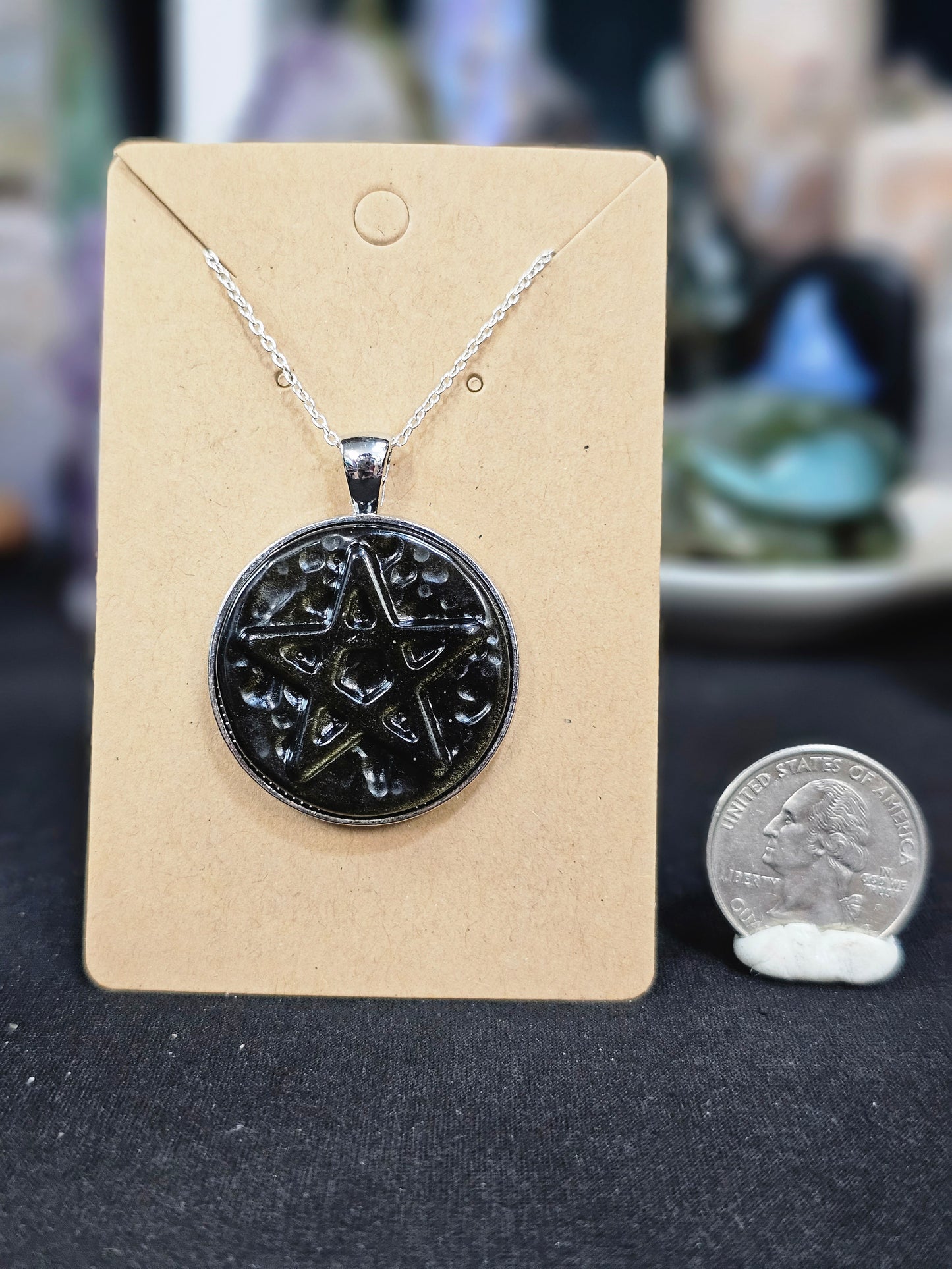 Golden Sheen Obsidian Pentagram Pendant