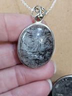 Stunning Tourmaline in Quartz, .925 Sterling silver Pendant ONLY
