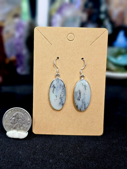 Merlinite (Dendritic Opal) Earrings set in .925 Silver