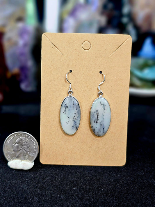 Merlinite (Dendritic Opal) Earrings set in .925 Silver