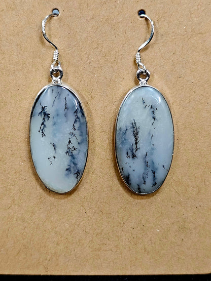 Merlinite (Dendritic Opal) Earrings set in .925 Silver