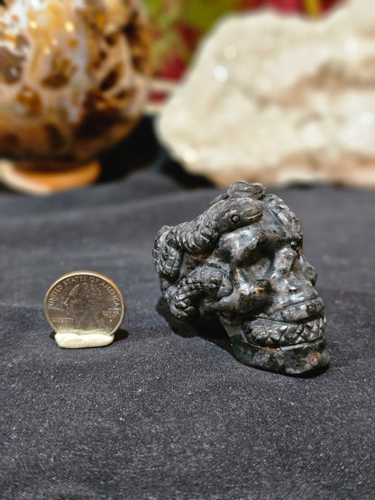 Double Snake Skull in Larvakite