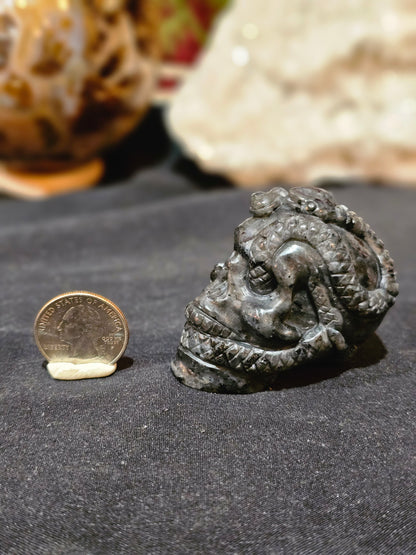 Double Snake Skull in Larvakite