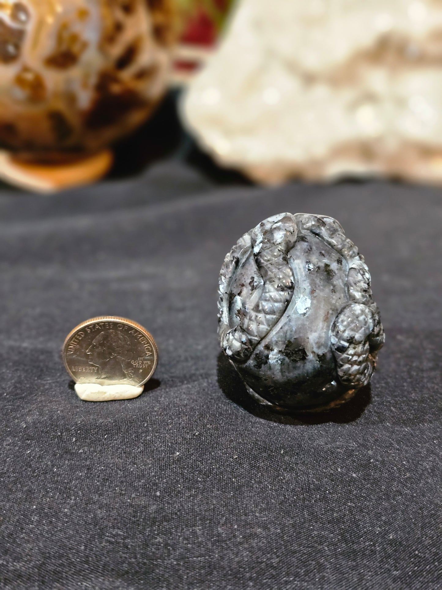 Double Snake Skull in Larvakite