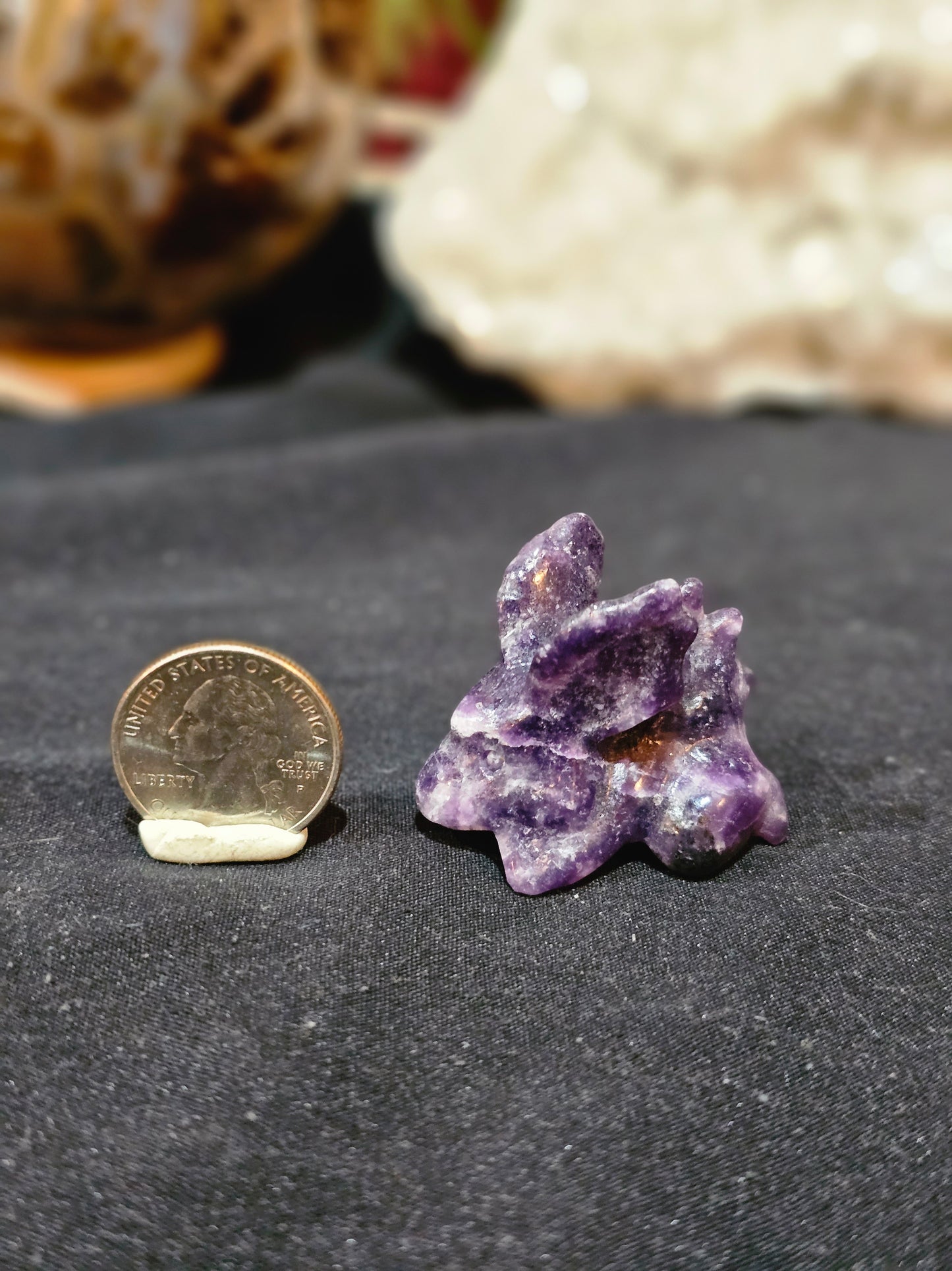 Rare Nidoran Pokemon carving in Lepidolite