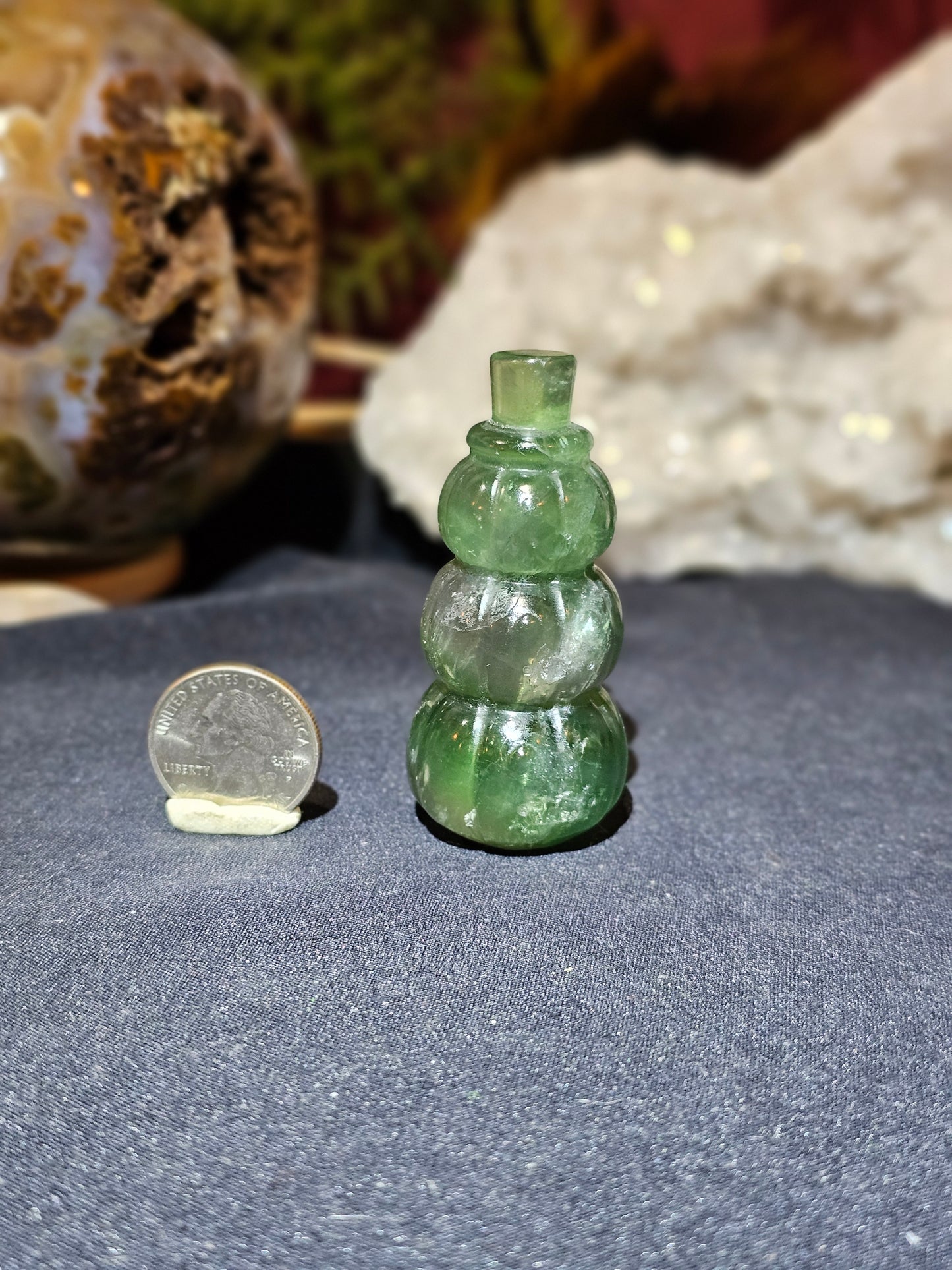 Green Fluorite Snowman. FLASHY