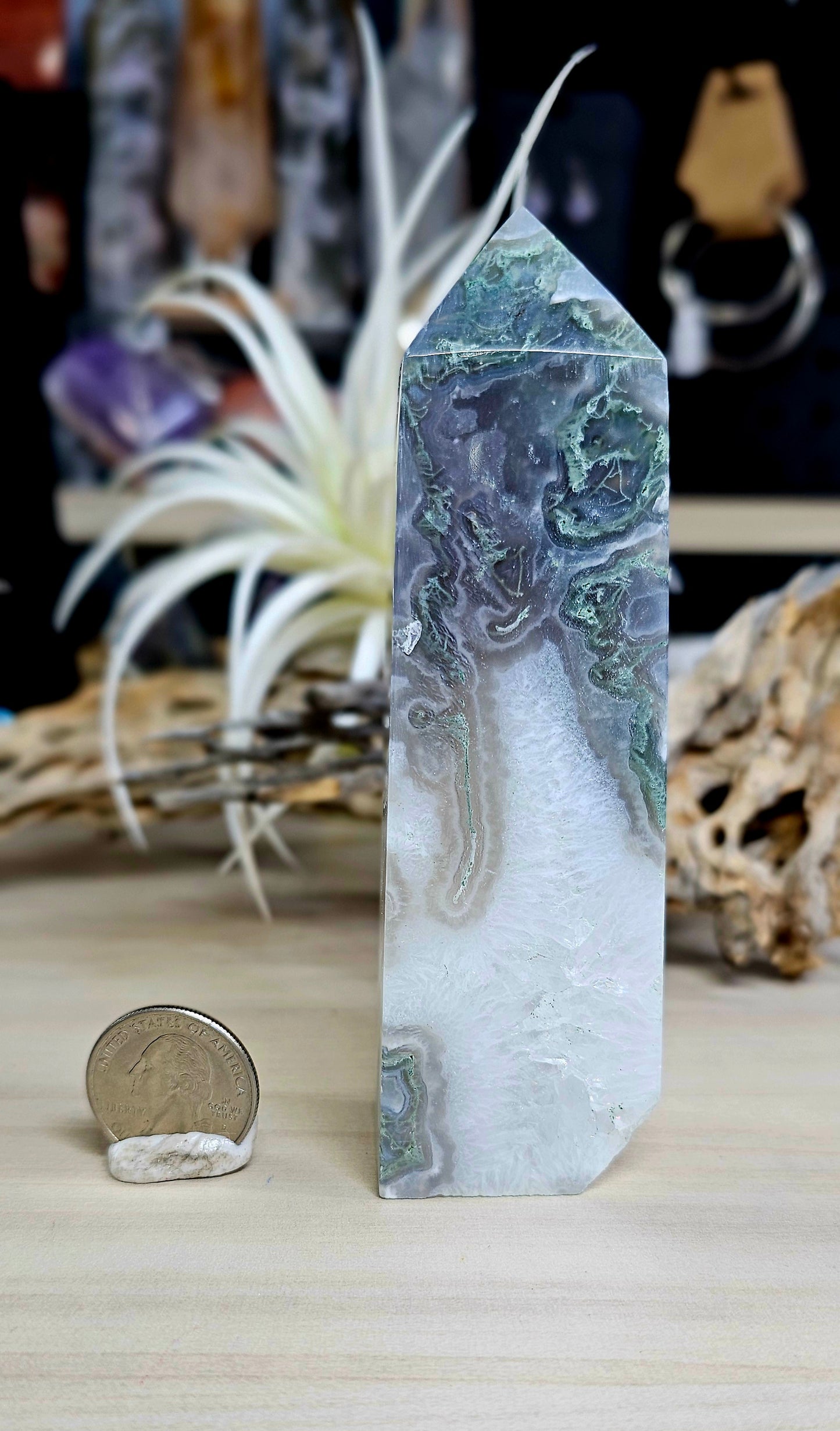 Beautiful Moss Agate Tower